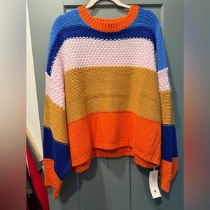NWT Colorblocked cropped knitted sweater. Women’s XXL